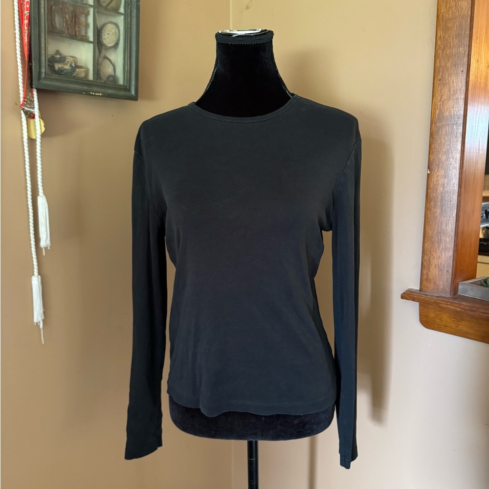 New York & Company Black Long Sleeve Tee